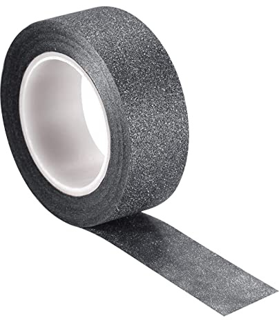 sourcing map Purpurina Cinta 1.5cm x 10m Negro Regalo Envoltura | Decorativa Artesanía Cinta Auto Adhesivo Palo para Recortes Álbum, Bricolaje Artes