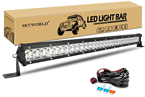 LED Arbeitsscheinwerfer Bar, SKYWORLD 61CM 180W Zusatzscheinwerfer LED Offroad Scheinwerfer mit 12V Kabelbaum Kit, Rückfahrscheinwerfer Led für Auto Traktor 4x4 LKW SUV UTV ATV