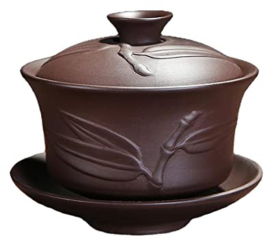 Woonsoon Yixing - Juego de té chino Zisha Gaiwan hecho a mano de 150 ml de porcelana china Gaiwan Kungfu, taza de té tradicional china