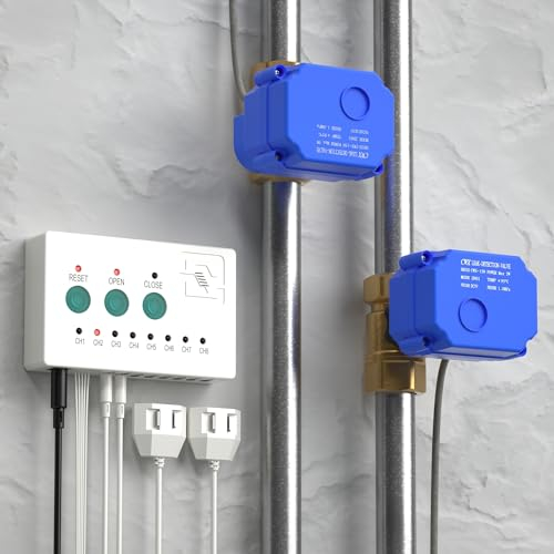 Water Leak Detector, Automatic Water Leak Alarm System, with 2X 3/4 NPT Shutoff Valves & 2 Sensors, Flood Prevention for Water Heater Laundry