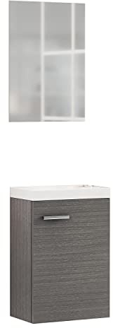 Baikal Mueble De Baño. Almacenaje para el Baño o Cualquier Espacio. Melamina 16mm. Mueble De Baño Auxiliar. Ideal para aseos o baños pequeños. Lavamanos 40 cm Ceniza