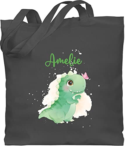 Geschenk mit Namen personalisiert by Shirtracer - Baumwolltasche - Geschenk Dino mit Name personalisiert I Saurier I Dinos I Dinosaurier I Urzeittier