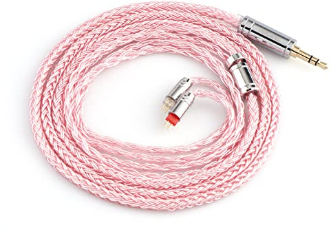 Linsoul Tripowin Zonie IEM Kabel, 16 Adern Versilbertes Kopfhörerkabel, 1.25m SPC in Ear Monitor Kabel für 7hz Zero:2 Orchestra Lite Cadenza Hype4 Supermix4（3,5mm）(0,78mm 2pin,Rosa)