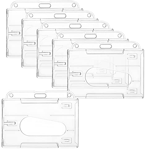 qingmeng Ausweishülle Hartplastik, 6 Stück Krtenhüllen Transparente, Kartenhülle Kunststoff mit Daumenausschub, Kartenhalter 2 Karten, Ausweishalter Schutzhülle für Schule Büro