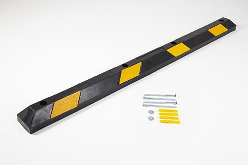 The Ramp People Rubber Wheel Stop1.8m for HGV, Cars with Fixings | Reflective Parking Block for Car Park, Loading Bays