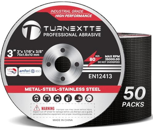 Turnextte 50 Stück 7,6 cm Trennscheiben für Schneideisen, 7,6 cm Durchmesser und 1/16 Zoll Dicke und 0,95 cm Innendorn-Trennscheiben für Schneideisen, dünne Schneidklingen für Metall und Edelstahl