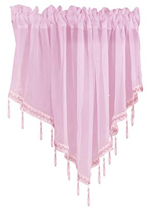SYSUII Scheibengardinen mit Quasten Voile Bistrogardine Kurzstore Kurzvorhang Küchengardine Kurze Küche Fenstervorhänge Kurzvorhang Modern Fenstervorhang Kleinfenster Kurze Fenster 130cmx60cm-Rosa