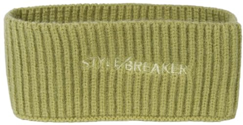styleBREAKER Damen Strick Stirnband Logo Stick, Lindgrün | Perlrippen-Muster, 20 cm Bundweite ungedehnt, 8 cm breit, passend für 46-58 cm Kopfumfang, schützender Ohrenwärmer.