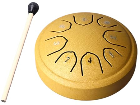 Zungentrommel, 4,5 Zoll, 8 Töne C-Taste, Mini-Zungentrommel aus Kohlenstoffstahl für Erwachsene, Kinder, Anfänger (Gold)