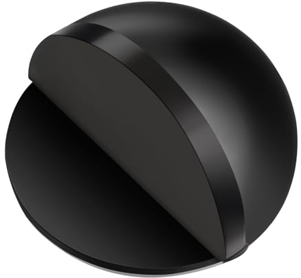 Hotop Selbstklebender Boden Türstopper Ovaler Türstopper aus Edelstahl Bodenmontierter Halbmond Form Wandschutz Polierter Türpuffer mit Kleber für Hartboden Glastür(Schwarz,1 Stk)