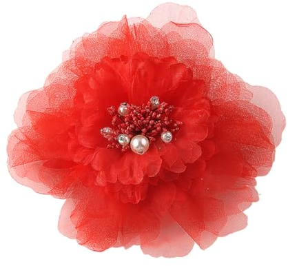 Kabelife Rose Brosche Blume Ansteckblume Groß Blume Haarspange Haarblume Kopfschmuck Haarschmuck Boutonniere Handgelenksblume für Party Strand Hochzeit(Rot)