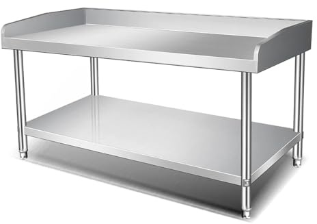 LOERSS Edelstahltisch,Edelstahl-arbeitstisch Mit Aufkantung,Gewerblicher Küchentisch Aus Metall,Gewerblicher Hochleistungstisch,Edelstahltisch Für Vorbereitung Und Arbeit,Für Garage,Zuhause(80cm)