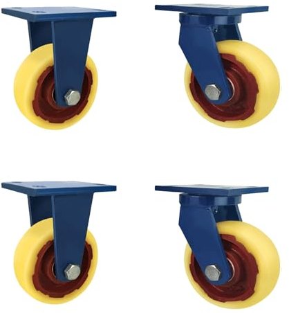 Schwerlastrollen 4 Stück, Nylon Mit Lenkplatte, Schwerlast Rollen Mit Bremse, Langlebige Lenkrolle Mit Bremse Aus Polyurethan, Doppelrollen für Innen Und Außen (Size : 4in(2steerable 2non-steerable)
