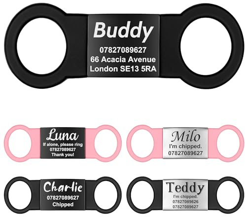 GISUREY Hundemarke mit Gravur - Lautlose Slide-On Hundemarke Personalisiert aus Robustem Edelstahl, Langlebig und Gut Lesbar, Hundeanhänger mit Gravur für Hunde- und Katzenhalsband (BB,S)