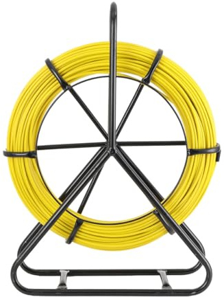 SUDEG 100m Ruban à Poisson en Fibre de Verre Aiguille De Tirage Fibre Optique Conduit de câble Porte-moulinet en acier avec frein Bande de poisson en fibre de verre Brin Rigide D’Aiguillage
