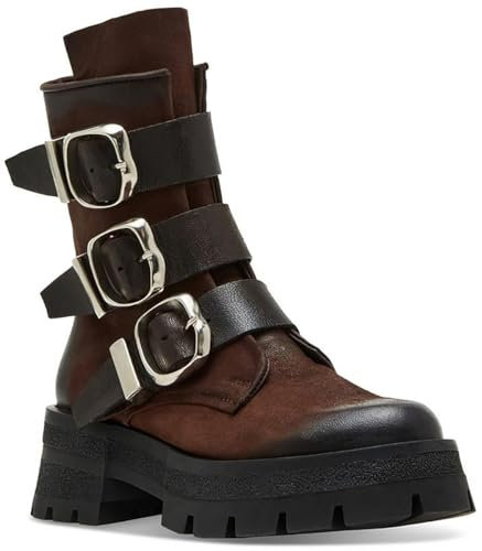 Steve Madden kvinnors Roland motorcykelstövel, brunt läder, 6 UK, Brunt läder, 39 EU