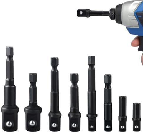 FTXanty Adattatore Esagonale 1/2 1/4 3/8 Punta per Trapano Quadrati Adattatori Bussola 8PCS Esagonale Adattatore di Mandrino Estensione Della Bussola per Trapano a Batteria Cacciavite Porta Bit