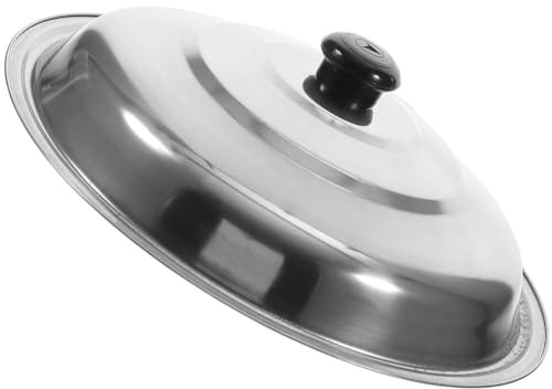 PRETYZOOM Universal Pot Lid, 40cm Pan Lid Skillet Cover Stainless Steel Frying Pan Replacement Pot with Knob Handle for Home Kitchen Cookware Accessories
