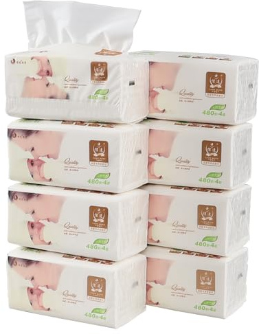 Obstnny 8 Packs 4-Ply Soft Facial Tissues, Tissues Box Multipack