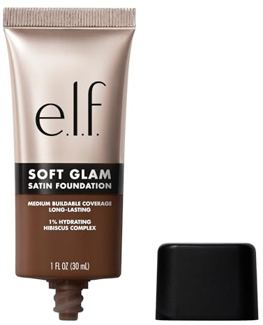 e.l.f. Soft Glam Foundation, Mittlere Deckkraft, Langanhaltende & Aufbauende Foundation Für Ein Glattes, Seidenmattes Finish, Vegan & Tierversuchsfrei, 62 Rich Warm