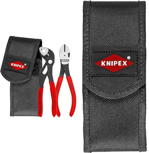 Knipex Mini Pliers Set in Belt Tool Pouch 2 Parts (self-Service Card/Blister) 00 20 72 V02 & Belt Pouch for Two Pliers 45 mm 00 19 72 LE