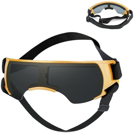 Occhiali da sole per cani di piccola taglia, occhiali per cani di piccola taglia, antivento, anti-UV, protezione UV per cani di taglia piccola e media (oro)