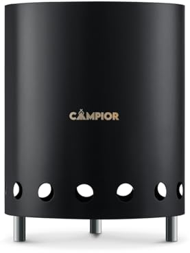 CAMPIOR Wood Burning Fire Pit Stove with Black Exterior - Smokeless Outdoor Stove for Efficient Wood Fires, Camping, and Gatherings, Stainless Steel with Removable Ash Pan, Stand and Carry Bag
