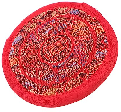 OFFSCH Buddhistische Klangschalenmatte Geeignet für Buddhistische Meditation aus Baumwollstoff Rot Leichtes und Kompaktes Design und Klangschalen Abstützung