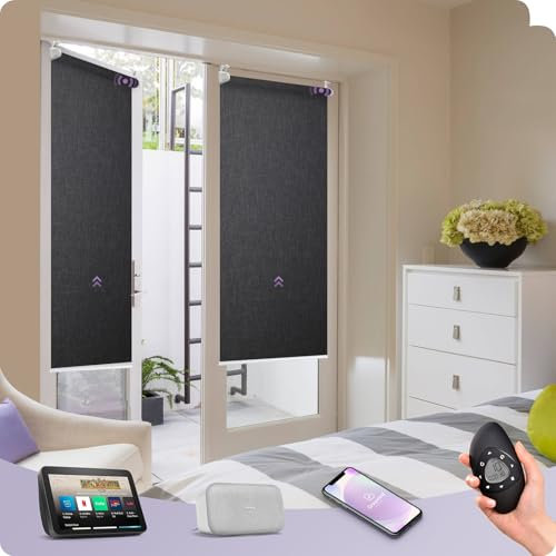 Graywind nach Maß Elektrische Thermorollo Klemmfix ohne Bohren, Sichtschutz Motorisiert Verdunklungsrollo, Hitzeschutz Smart Fensterrollo mit Fernbedienung, Kompatibel mit Alexa Google, Dunkelgrau