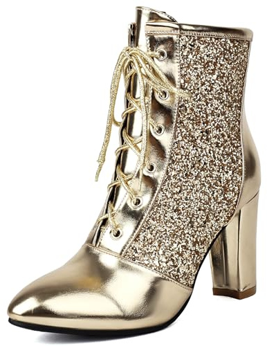 Gicoiz Bride Winter Warm Pointed Toe Elegant Pailletten Stiefeletten