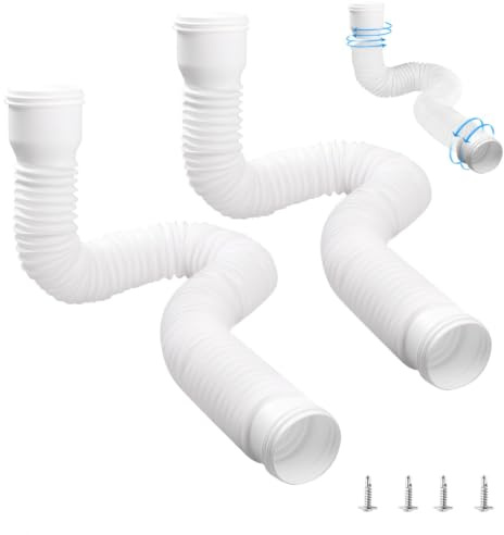 Gemsaya 2 Stück Dachrinne Flexible Fallrohr Verlängerung, Weiß | Regenrinnen Ablauf Regentonne für 80mm/100mm Fallrohr, Verlängerbar von 47 bis 150 cm, Fallrohr Dachrinnen Verlängerung