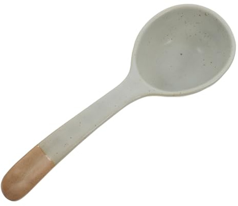 GRIRIW Japanese Ceramic Soup Spoon Coarse Pottery Long Handled Asian Noodle Soup Spoon