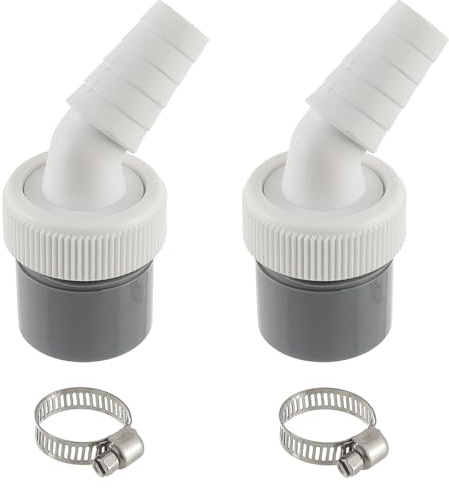 HUAREW Waschmaschine Abfluss Adapter für den Geschirrspüler, Trockner, Waschmaschine, Waschinenanschluss mit Eingangsstutzen von 18-24 mm und Abgang 40mm Rohr mit Schlauchschelle(2 Stück) | Mit Eingang 18-24 mm und Ausgang 40 mm, Adapter für Schlauch und Metallklemme 20-32 mm