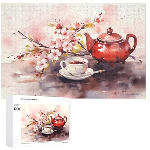 Teacups Colorful Tea Time Jigsaw Puzzles Gifts Brain Challenging Puzzle for Game Night Family Friends 1000 Piece Puzzle For Adults And Kids