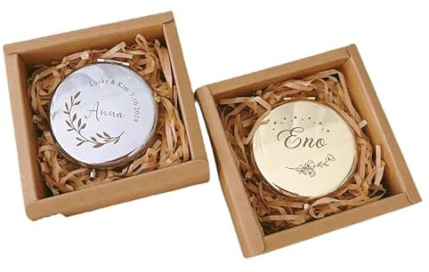 CustomizeFactory Taschenspiegel für Damen, personalisierbar, mit Gravur, für Ehefrau, Geburtstagsgeschenk vom Ehemann, für Muttertag, Hochzeit, Schwester, Valentinstag oder Weihnachten
