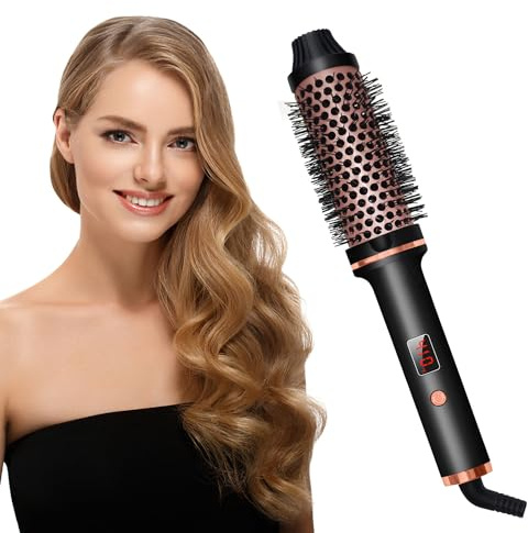 Frogetu Brosse Thermique 3 en 1 pour Boucles Lâches - Brosse Ronde Chauffante, Augmente le Volume des Cheveux