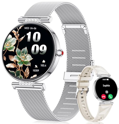 CIVO Smartwatch Damen Fitness Tracker: Silber Smart Watch mit Telefonfunktion Kompatibel Android iOS - Fitnessuhr Damen Schrittzähler Wasserdicht Sport
