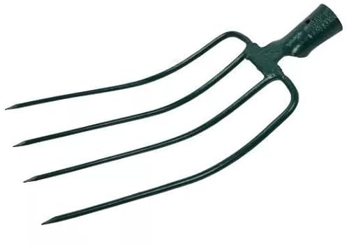 Garden Fork Head with 4 Prongs, 30 cm Tines, 42.5 cm Total Length, Heavy-Duty Steel
