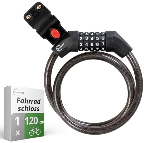 fouraces antivol spiralé pour velo fouraces, 120 cm avec support, cadenas à combinaison à 5 chiffres, 12 mm, câble pour scooter electrique, trottinette électrique, vélo, noir