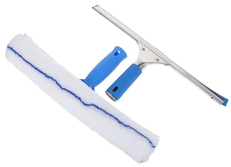 FRCOLOR Kit de Limpiacristales para Uso Doméstico Raspador de Vidrio y Bayeta de Microfibra para Limpieza Suave de Azulejos y Ventanas