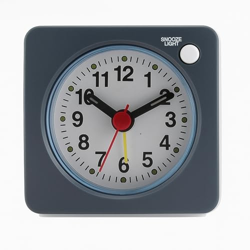 Vayfoni Silent Travel Alarm Clock - Non-Ticking Mini Analog Clock with Snooze & Nightlight - Large Display for Heavy Sleepers - Ideal for Bedside & Travel
