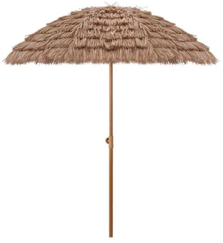CAFIEDR Ombrellone da Giardino in Paglia, ombrellone da Spiaggia Hawaiano con inclinazione a Pulsante, ombrellone da Tavolo per Esterni, Protezione UV, ombrellone Tropicale per s(240cm/8ft)