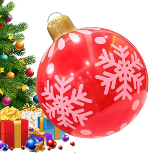 Inflables de Navidad para Exteriores Grande de PVC de 60 centímetros | Bola inflable de Navidad para exteriores: jardín, césped, patio, techo, sendero, parque, hogar y de Navidad
