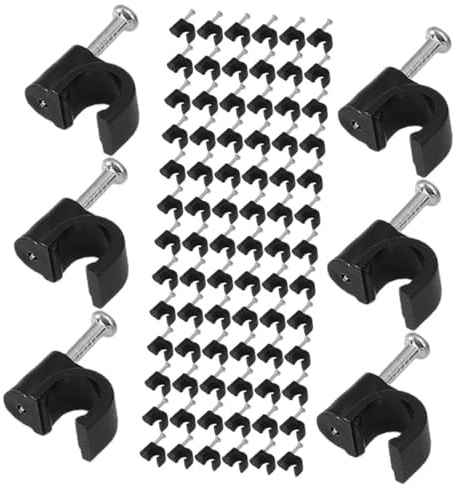COHEALI 400 Agrafes de Câbles Clou en Acier Noir 6Mm Clips de Fils en Plastique pour Fixation Câbles Électriques pour Installation Intérieure et Extérieure