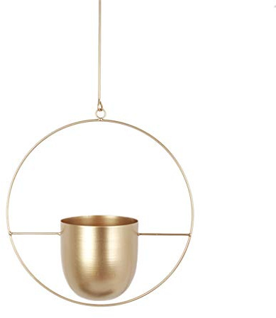 Ljmyy Vaso da appendere in ferro geometrico Vaso per piante dal design semplice Vaso moderno per finestre da soffitto per piccole appese per ringhiere nero