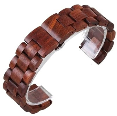 Träarmband 20 mm 21 mm 22 mm 23 mm Ersättningsarmband for män och kvinnor med snabb släppning(Red,22mm)