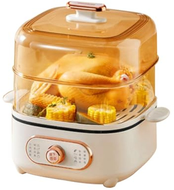 Pentola elettrica per alimenti a vapore, 1200 W, con cestini impilabili, pentola per cottura di verdure da 10,5 l