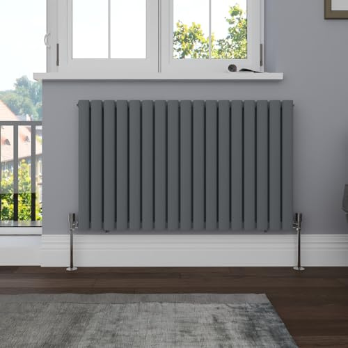NRG 600x1003mm Oval Column Radiator Double Panel Anthracite Style | High Heat Output, Radiator Wall Mounted, Oval Tube Design, Modern Radiator, for Living Room, Kitchen, Home, Bedroom