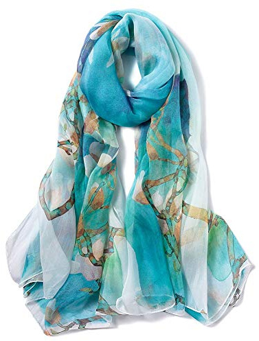 STORY OF SHANGHAI Foulard Donna Seta di 100% Seta, Stola Elegante Cerimonia Chiffon Leggera, Sciarpa Primaverile con Fantasia Colori, Adatto a molteplici occasioni