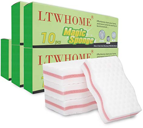 LTWHOME éponge Magique Double Côté Type de Vague Mélamine Haute Température Compression Mousse De Haute Qualité 100 x 60 x 25mm (Paquet de 50)
